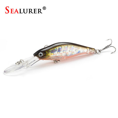 1Pcs Laser Wobblers Fishing Tackle 3D Eyes Sinking Minnow Fishing Lure Crankbait 6# hook