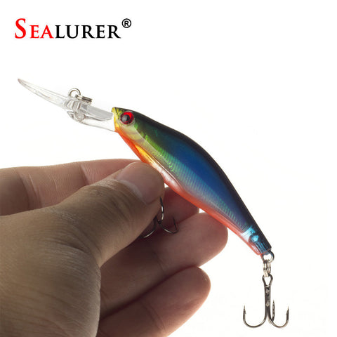 1Pcs Laser Wobblers Fishing Tackle 3D Eyes Sinking Minnow Fishing Lure Crankbait 6# hook