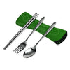 3pcs/1set Stainless Steel Spoon Chopsticks Fork Cutlery Set Portable