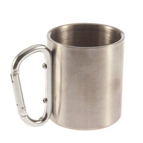 Stainless Steel Mug with Carabiner Clip Handle