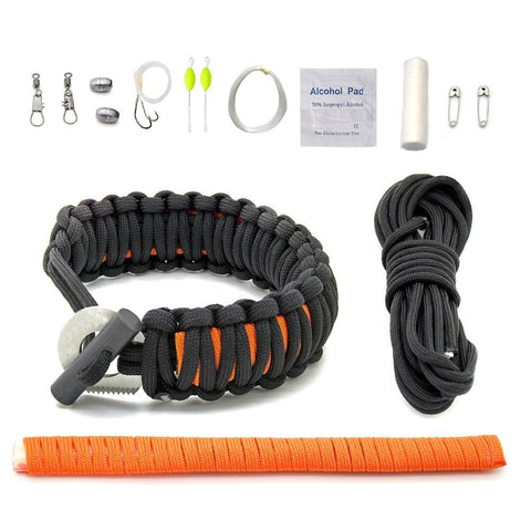 Adjustable Premium Paracord Bracelet with Fishing Wilderness Survival Items