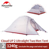 2 Person Tent 20D Silicone Fabric Tent Double-layer Camping Tent Lightweight 1.24kgon Mat