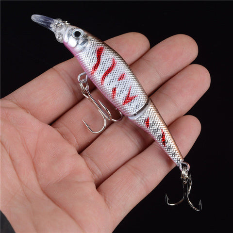 1pcs 2 Sections Fishing Minnow Lure Artificial Bait Treble Hooks Crankbait Fishing Tackle